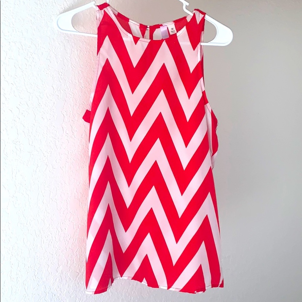 Red Chevron Print Tank Top